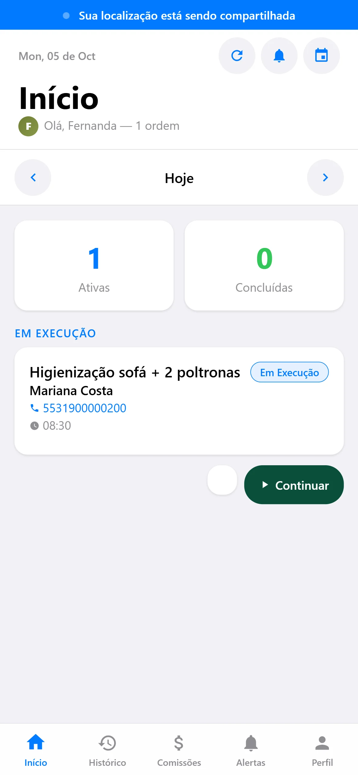 Ordens de serviço do dia